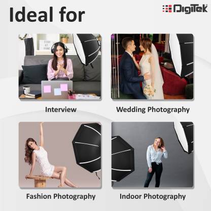 Digitek Lightweight & Portable Soft Box With S Type Bracket Mount | Comes with 2 Diffuser sheets | Handle | Carrying Case | Compatible With All Flash Speedlights. (DSBH 055) Black Reflector Umbrella  (55 cm)