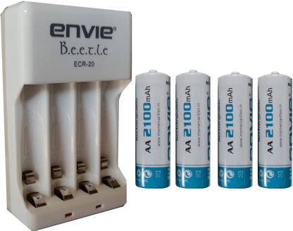 Envie AA 2100 mA Ni-mh Rechargeable (4 Pcs.) + ECR20 (1 Pc.) Camera Battery Charger  (White, Blue)