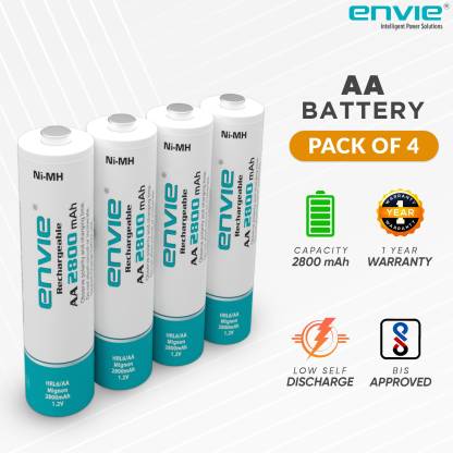 Envie Ultra Fast Charger ECR 20MC with 4 nos of AA 2800 mAh Rechargeable Batteries | for AA & AAA Ni-Cd & Ni-mh Rechargeable Batteries with LED Indicator Camera Battery Charger  (White)