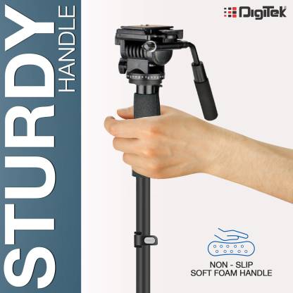 DIGITEK DMP 60 TR Lightweight Aluminum Telescopic Camera Monopod | With Pan Tilt Head | Tripod Base | For DSLR Video Cameras | Maximum Operating Height: 5.15 Feet| Maximum Load Upto: 5 kgs (Black/Red) (DMP 60TR) Monopod  (Black, Supports Up to 5000 g