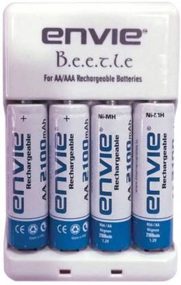 Envie Bettle ECR-20 |Combo With| 4xAA 2100 Ni-MH rechargeable Camera Battery Charger  (White)