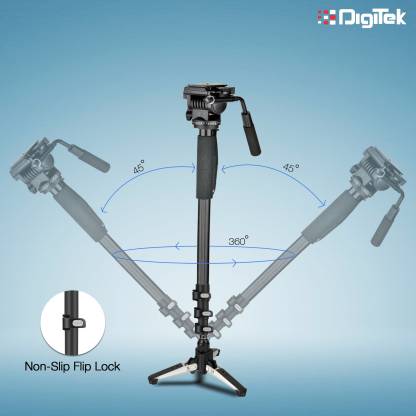 DIGITEK DMP 60 TR Lightweight Aluminum Telescopic Camera Monopod | With Pan Tilt Head | Tripod Base | For DSLR Video Cameras | Maximum Operating Height: 5.15 Feet| Maximum Load Upto: 5 kgs (Black/Red) (DMP 60TR) Monopod  (Black, Supports Up to 5000 g