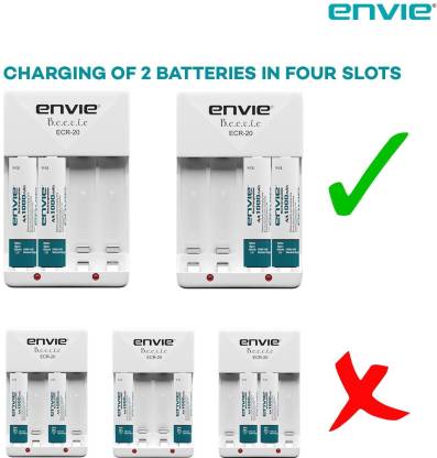 Envie AA 1000 MA Rechargeable (4pcs.) + ECR20 (1pc.) Camera Battery Charger  (Green, White)